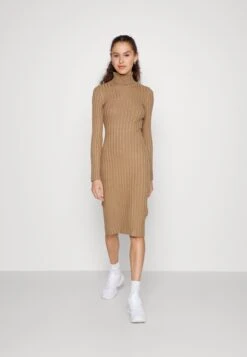 Even&Odd Rollkragen Bodycon Ripp Midi Strickkleid - Vestido De Tubo - Camel