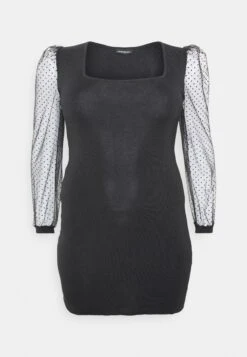 Bodycon Sleeves Low Neck Mini Dress- Vestido De Punto - Black -Even&Odd 38065cccb9bf4910a684ee992b00def3