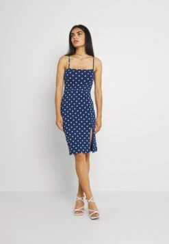Even&Odd Strappy Mini Bodycon Dress- Vestido Ligero - Blue/White