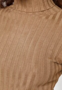 Even&Odd Rollkragen Bodycon Ripp Midi Strickkleid - Vestido De Tubo - Camel -Even&Odd 4d059417cf5342c2b4e1cc55e44b1131