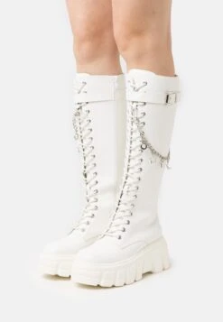 Botas Con Cordones - White