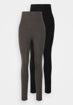 2 Pack - Leggings - Black/Mottled Dark Grey -Even&Odd dd668f855d9f4e0ba93be251ab594da7