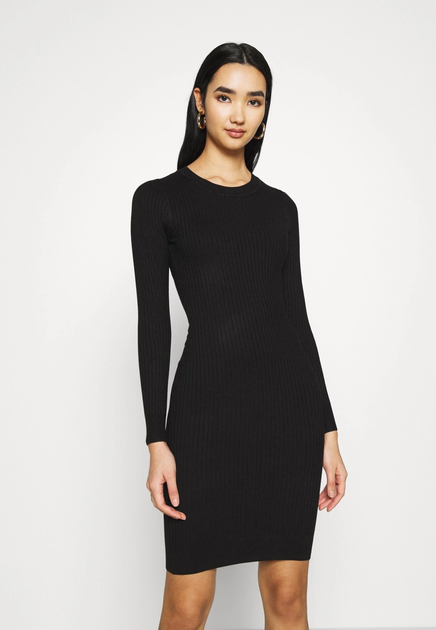 Even&Odd Crew Ausschnitt Ripp Basic Bodycon Mini Strickkleid - Vestido De Tubo - Black 3 Even&Odd Crew Ausschnitt Ripp Basic Bodycon Mini Strickkleid - Vestido De Tubo - Black